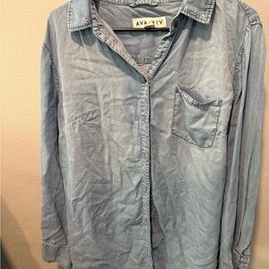 Ava & Viv Sky Blue Collared Shirt